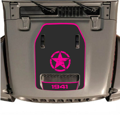 CarCode Jeep Wrangler JL/JLU Rubicon 392 and Gladiator Mojave hood decal in style #43 on vehicle hood.