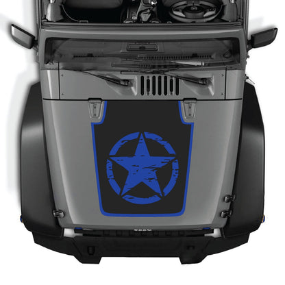 CarCode hood decal for Jeep Wrangler JK/JKU 2007-2018, style #29, black vinyl graphic on hood surface.