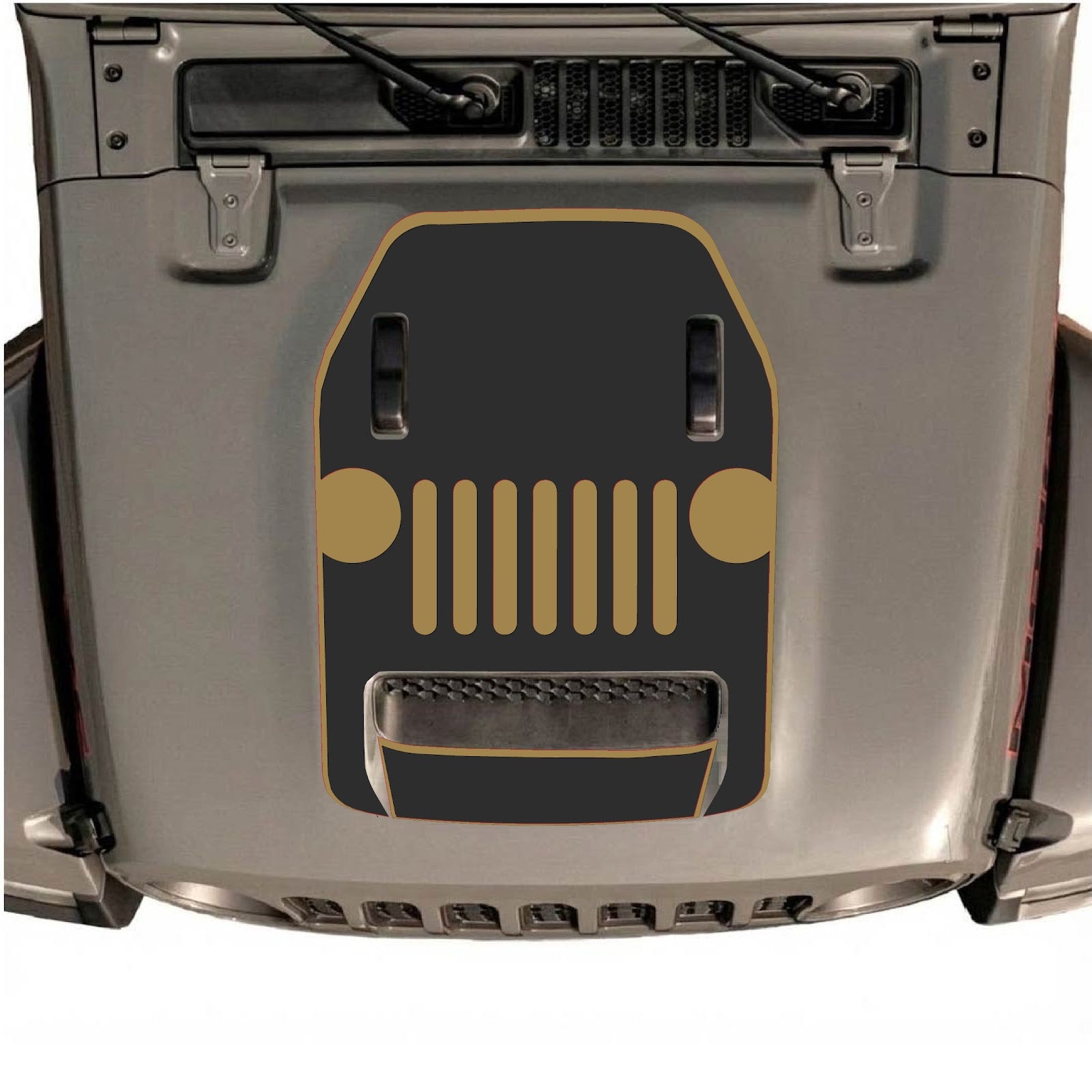 CarCode hood decal for Jeep Wrangler JL/JLU Rubicon 392 and JT Gladiator Mojave 2020-2026, style #03, applied to vehicle hood