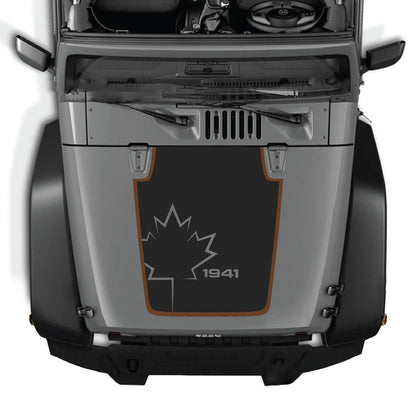 Jeep Wrangler JK/JKU 2007-2018 hood decal by CarCode, style #72, black graphic sticker on vehicle hood.