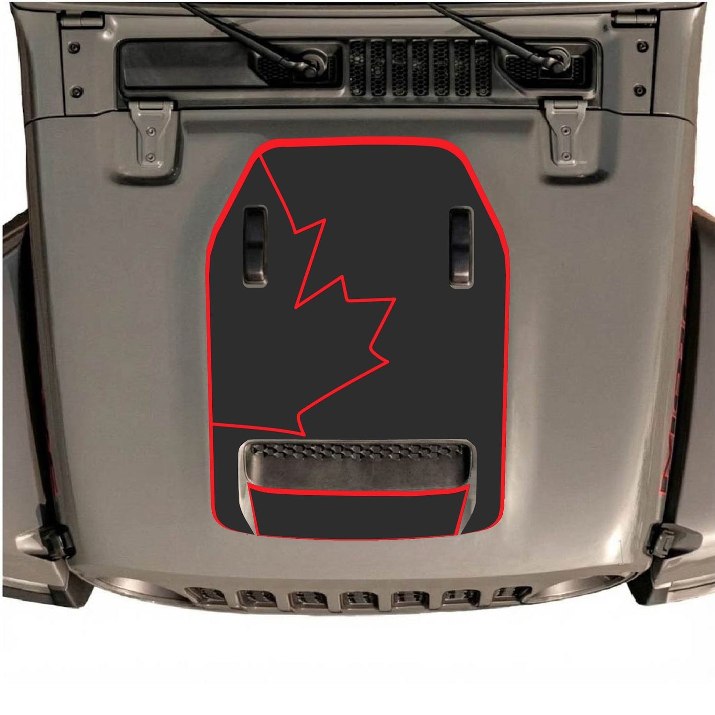 CarCode hood decal for Jeep Wrangler JL/JLU Rubicon 392 and JT Gladiator Mojave 2020-2026, style #27, shown on vehicle hood.