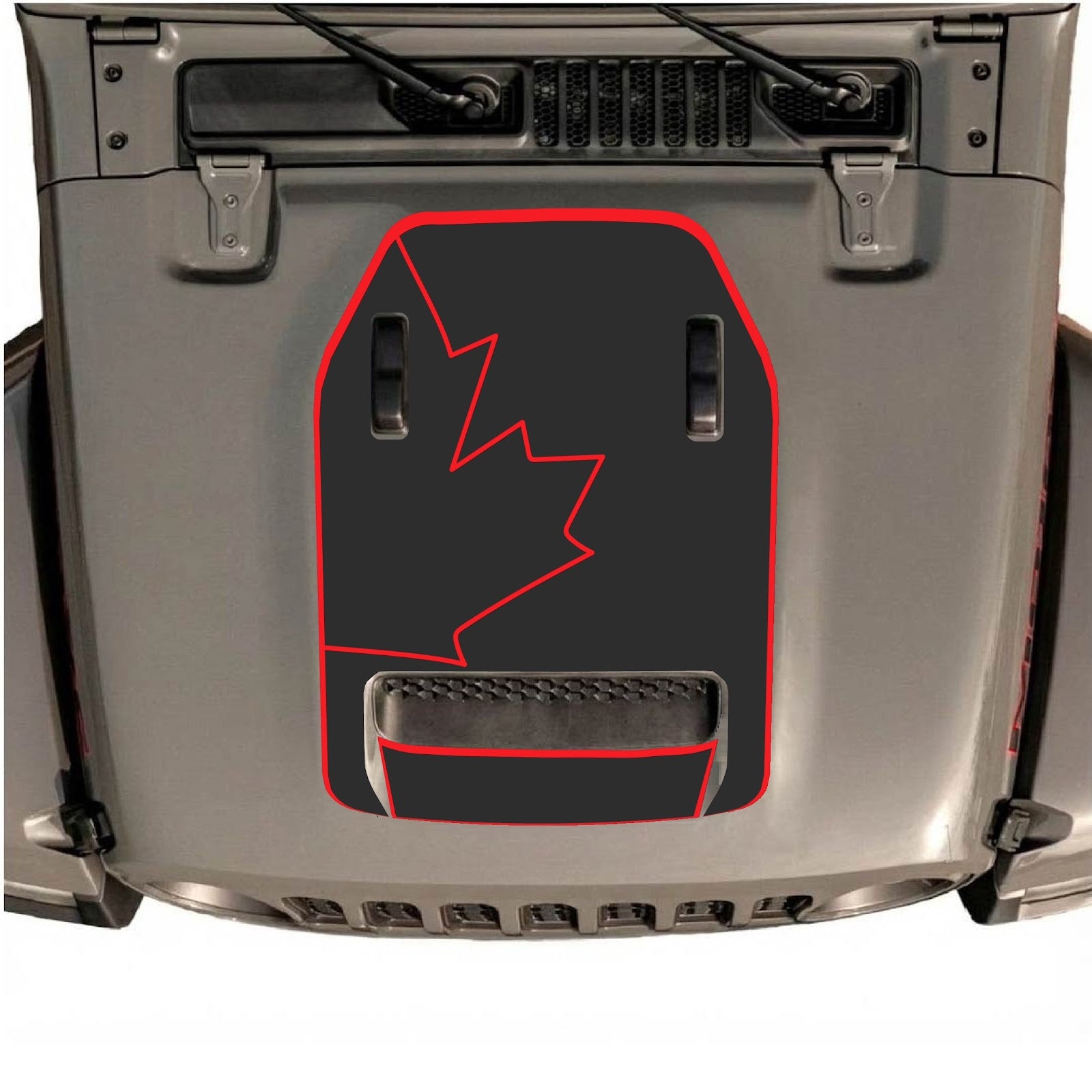 CarCode hood decal for Jeep Wrangler JL/JLU Rubicon 392 and JT Gladiator Mojave 2020-2026, style #27, shown on vehicle hood.
