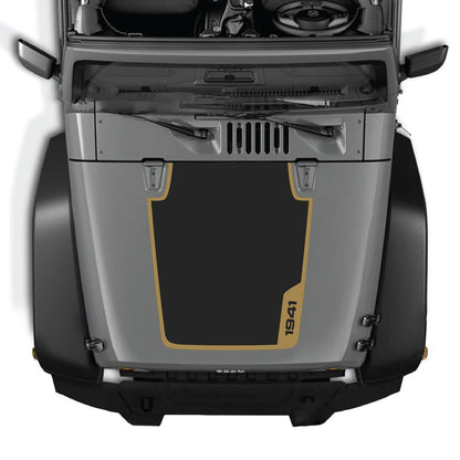 CarCode Jeep Wrangler JK/JKU hood decal Style #36, black graphic sticker on vehicle hood for 2007-2018 models.
