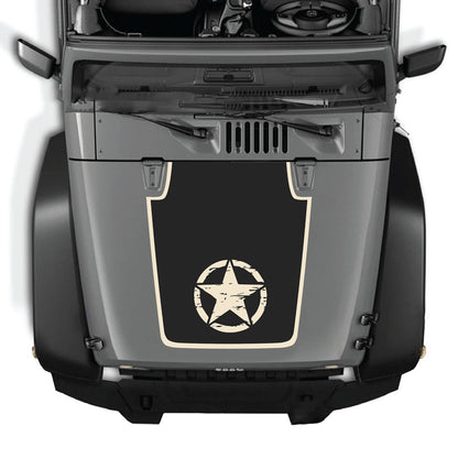 CarCode hood decal for Jeep Wrangler JK/JKU 2007-2018, stylish design for customization, visible on the vehicle's hood.