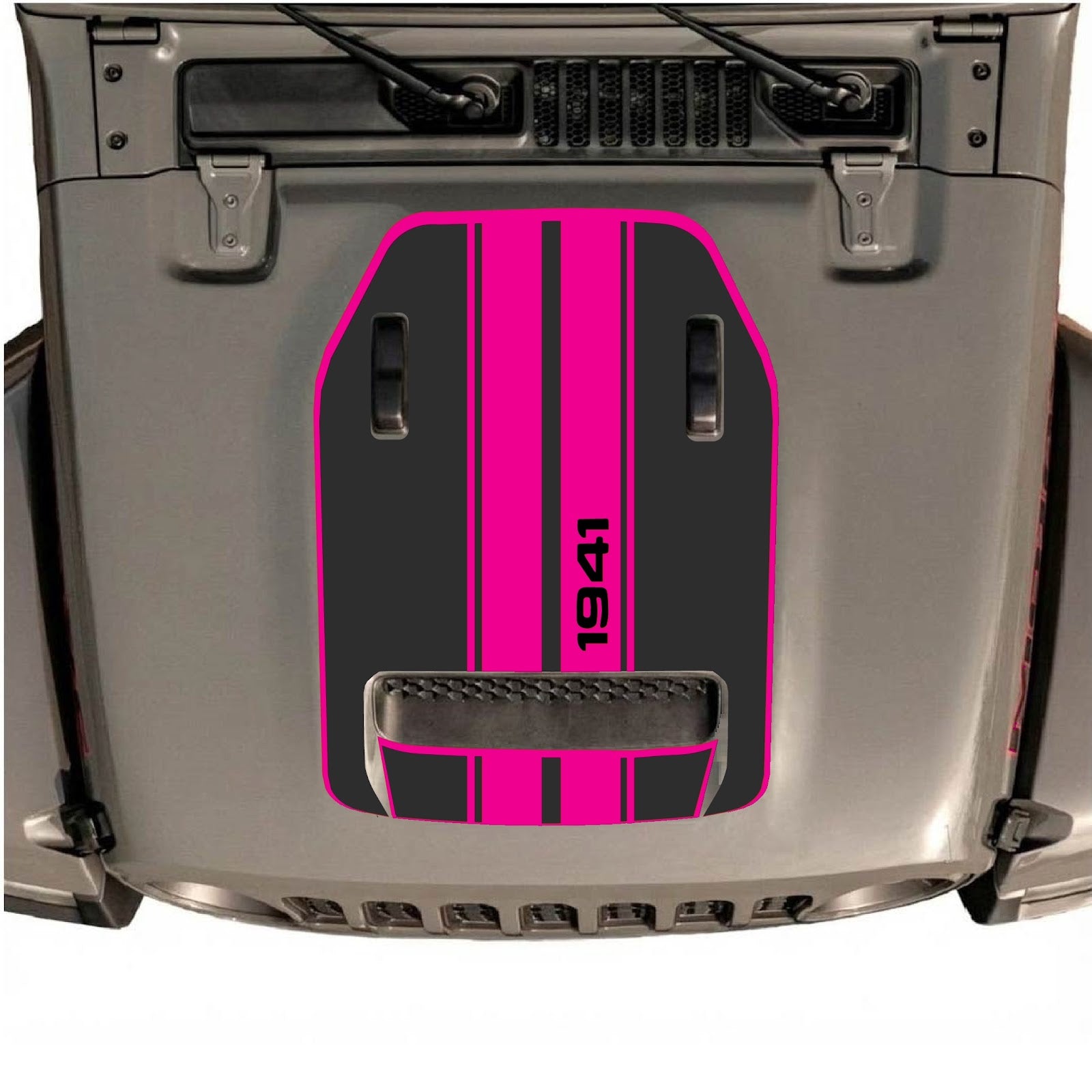 CarCode hood decal for Jeep Wrangler JL/JLU Rubicon 392 and JT Gladiator Mojave 2020-2026, style #07, shown on vehicle hood.