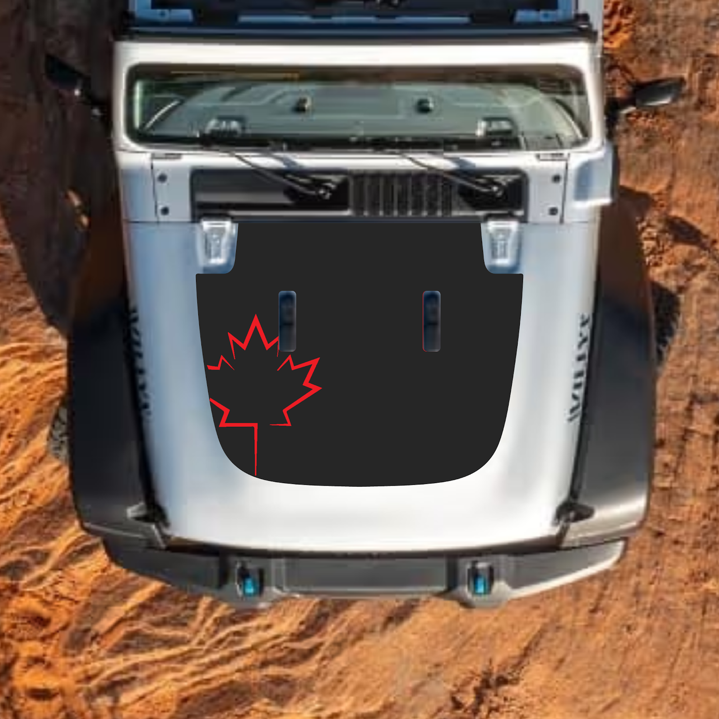 CarCode hood decal for Jeep Wrangler JL and Gladiator JT, stylish #13 design on standard hood, fits 2018 and newer models.