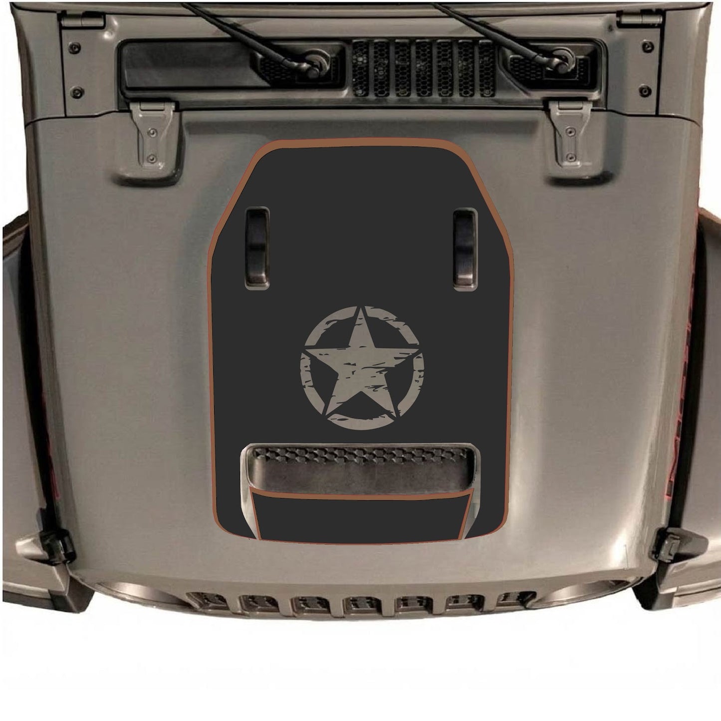 CarCode hood decal for Jeep Wrangler JL/JLU Rubicon 392 and JT Gladiator Mojave 2020-2026, stylish matte black design.