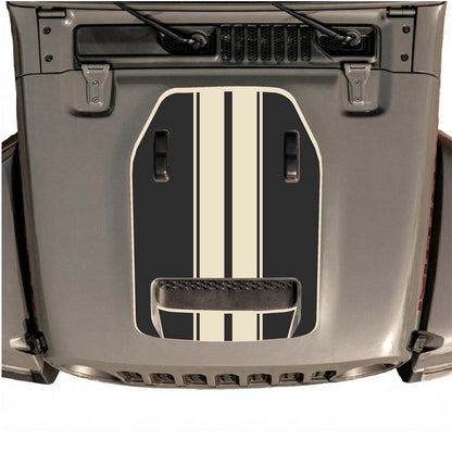CarCode Hood Decal for Jeep Wrangler JL/JLU Rubicon 392 and JT Gladiator Mojave 2020-2026, style #11, shown on vehicle hood.