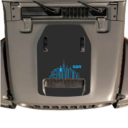 Autocollant de capot CarCode pour Jeep Wrangler JL/JLU Rubicon 392 et JT Gladiator Mojave, style #14, monté sur le capot du véhicule.