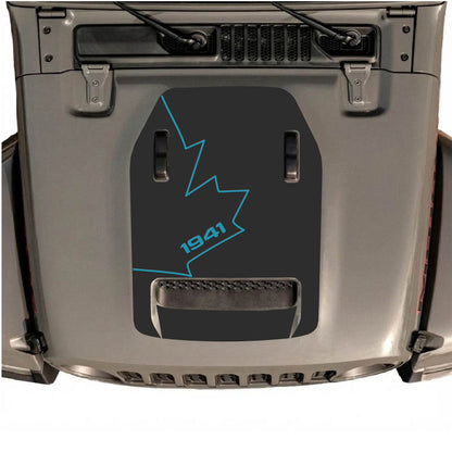 CarCode hood decal for Jeep Wrangler JL/JLU Rubicon 392 and JT Gladiator Mojave 2020-2026, style #26, shown on vehicle hood.