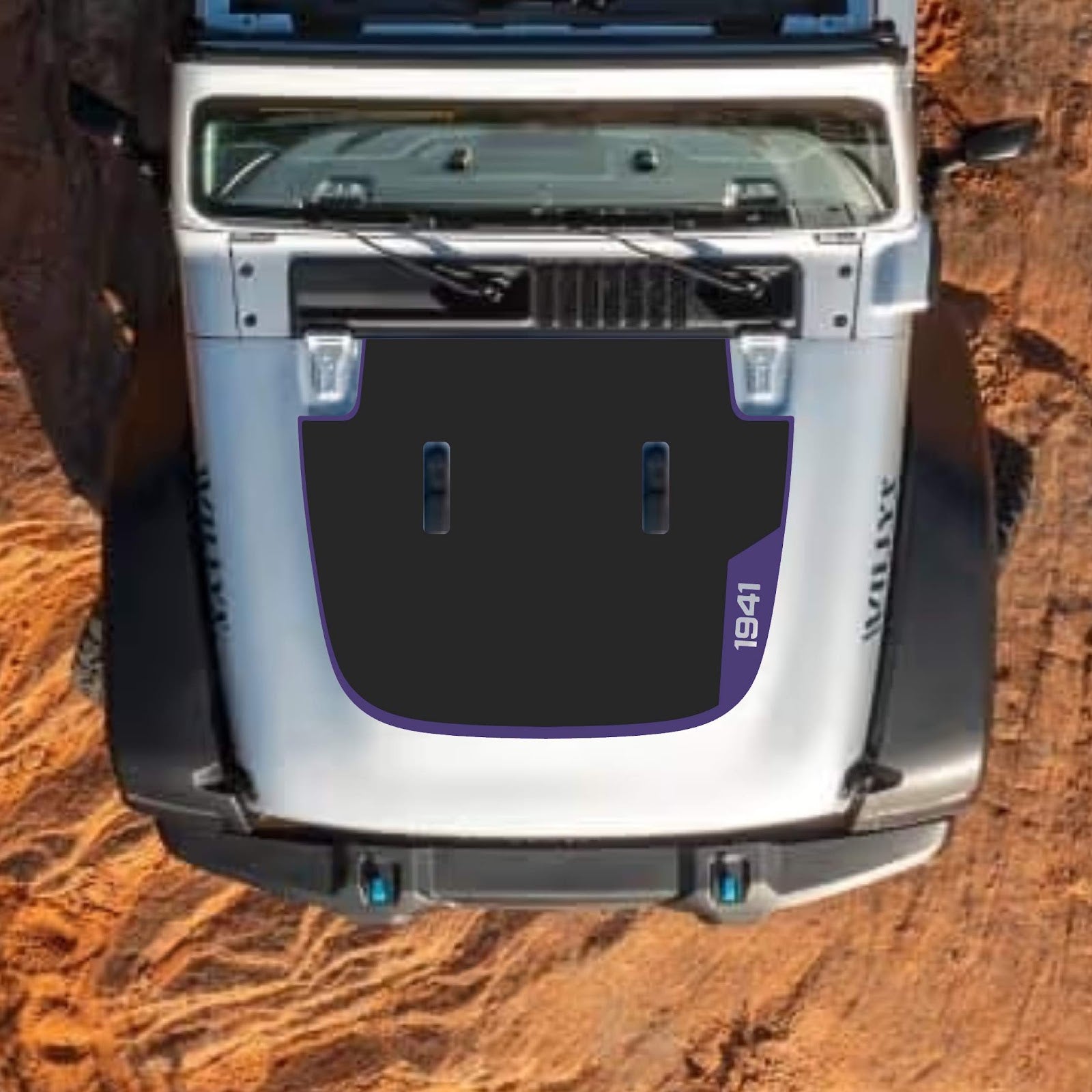 CarCode hood decal for Jeep Wrangler JL, JLU, Gladiator JT, standard hood, stylish design on 2018+ models