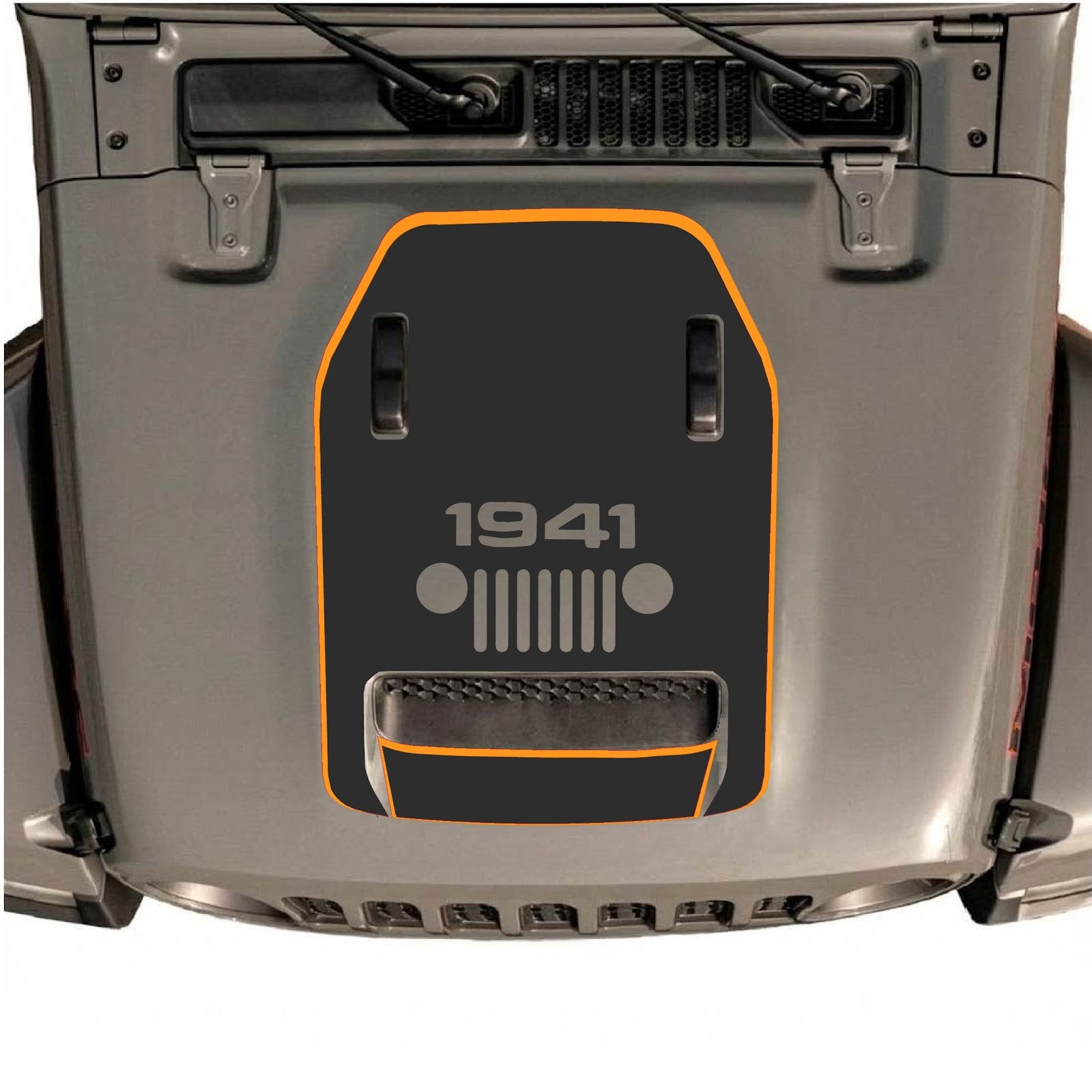 CarCode hood decal for Jeep Wrangler JL/JLU Rubicon 392 and JT Gladiator Mojave 2020-2026, style #92, shown on vehicle hood