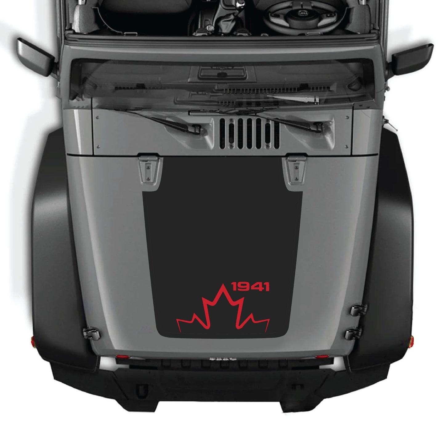CarCode hood decal for Jeep Wrangler JK/JKU 2007-2018, style #12, featuring a sleek design on the vehicle's hood.