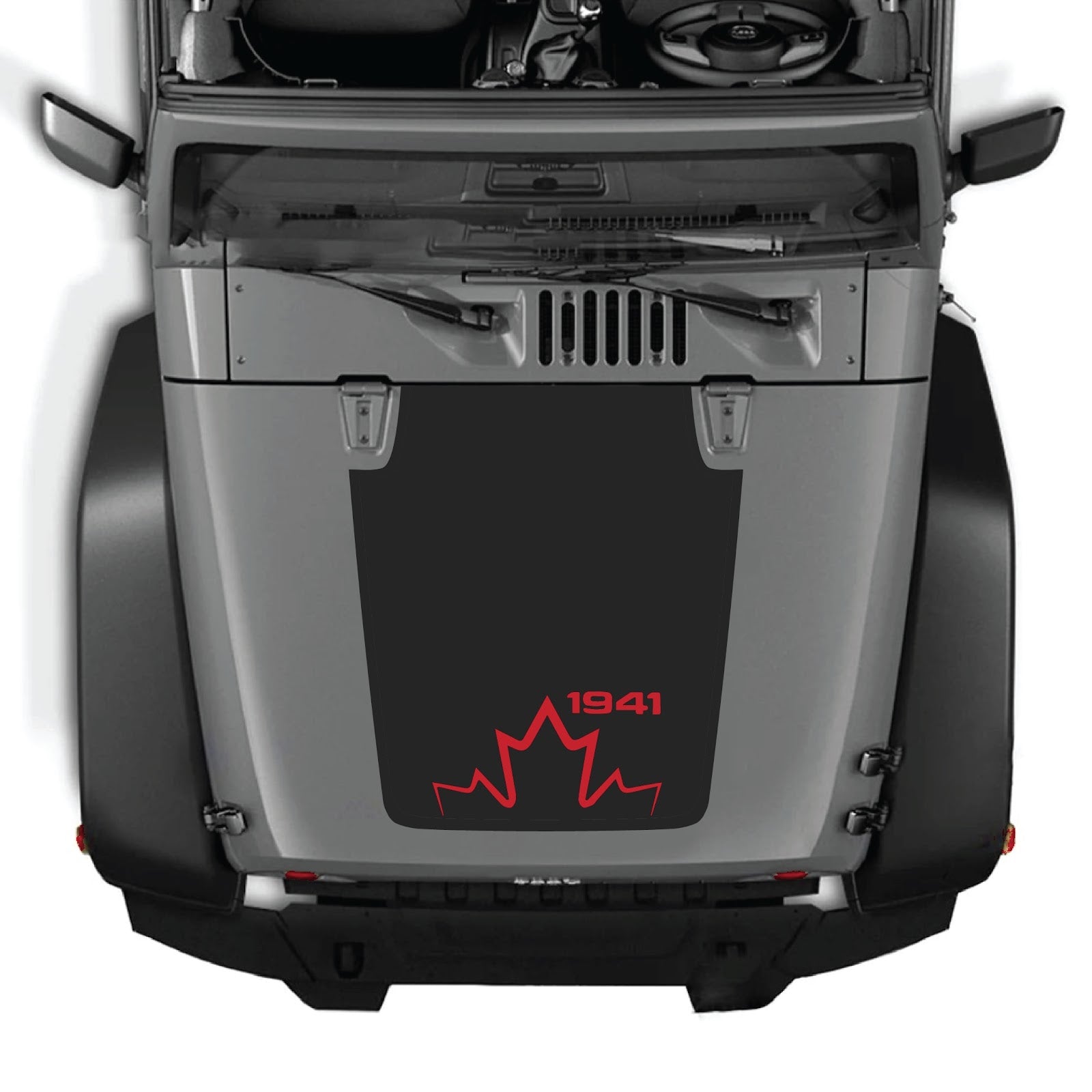 CarCode hood decal for Jeep Wrangler JK/JKU 2007-2018, style #12, featuring a sleek design on the vehicle's hood.