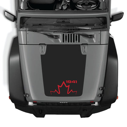 CarCode hood decal for Jeep Wrangler JK/JKU 2007-2018, style #12, featuring a sleek design on the vehicle's hood.