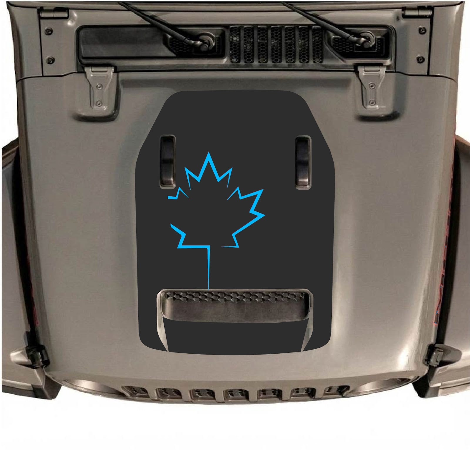 Jeep Wrangler JL Rubicon 392 hood decal by CarCode, style #24, featuring bold black graphic on hood.