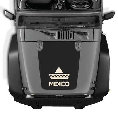 CarCode Jeep Wrangler JK/JKU 2007-2018 hood decal style #33, black and white graphic sticker on vehicle hood
