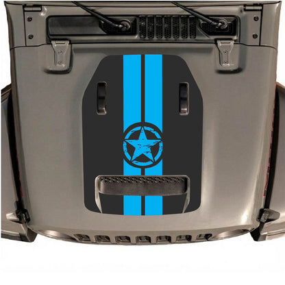 CarCode hood decal for Jeep Wrangler JL/JLU Rubicon 392 and JT Gladiator Mojave 2020-2026, style #10, black graphic on hood
