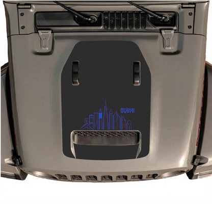 CarCode autocollant de capot pour Jeep Wrangler JL/JLU Rubicon 392 et JT Gladiator Mojave 2020-2026, style n°14, motif graphique noir et gris