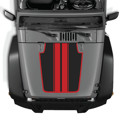 CarCode hood decal for Jeep Wrangler JK/JKU 2007-2018, Style #44, black and white graphic design on vehicle hood