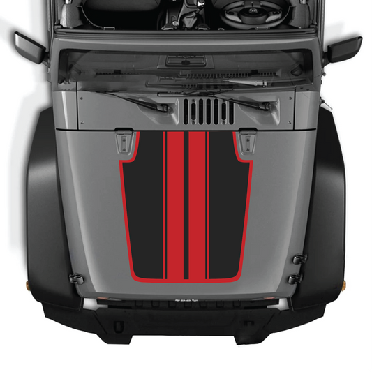 CarCode hood decal for Jeep Wrangler JK/JKU 2007-2018, Style #44, black and white graphic design on vehicle hood