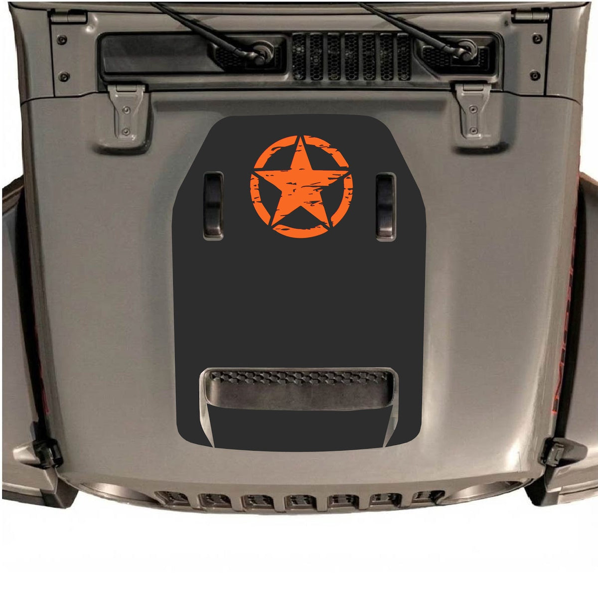 CarCode Autocollant de capot pour Jeep Wrangler JL/JLU Rubicon 392 et JT Gladiator Mojave, style n°42, design noir et argent sur le capot du véhicule