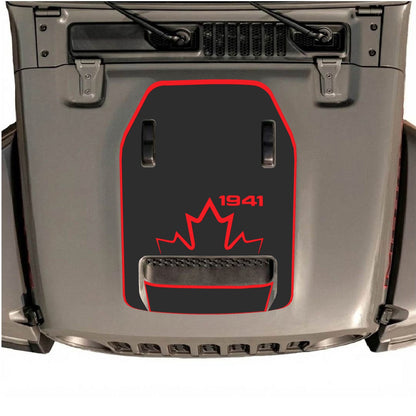 CarCode hood decal for Jeep Wrangler JL/JLU Rubicon 392 and JT Gladiator Mojave 2020-2026, style #17, shown on vehicle hood.