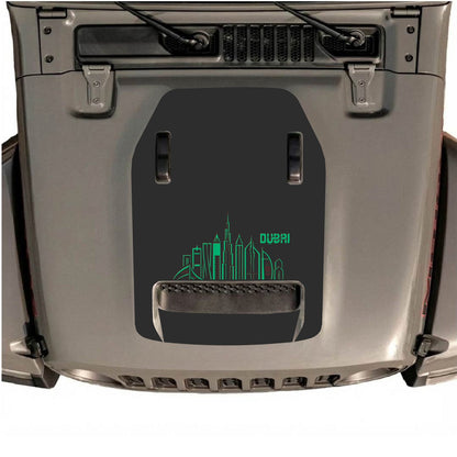 CarCode autocollant de capot pour Jeep Wrangler JL/JLU Rubicon 392 et JT Gladiator Mojave, style #14, motif graphique noir et blanc.