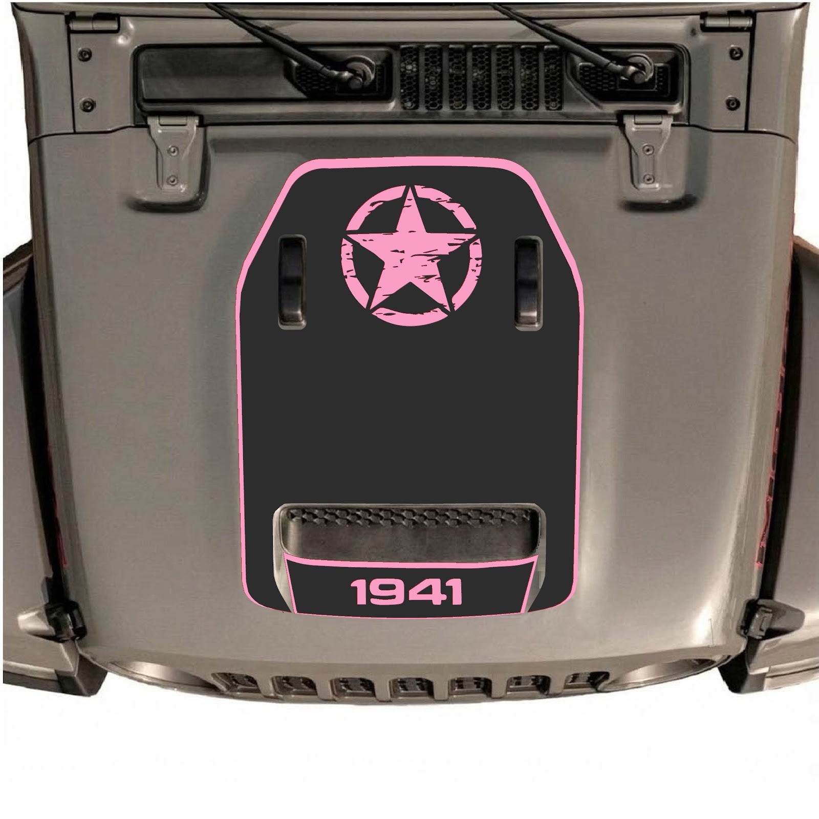 CarCode hood decal for Jeep Wrangler JL/JLU Rubicon 392 and JT Gladiator Mojave 2020-2026, style #39, shown on vehicle hood.