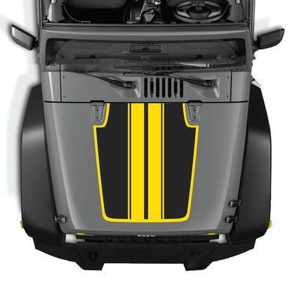 CarCode hood decal for Jeep Wrangler JK/JKU 2007-2018, style #44, shown installed on the vehicle's hood.