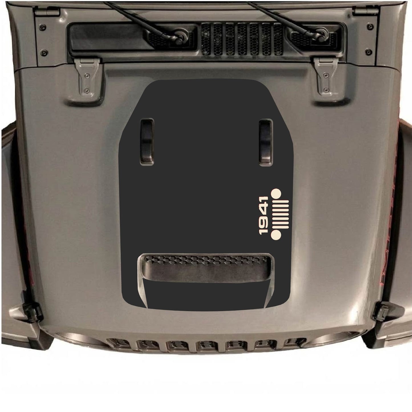CarCode hood decal for Jeep Wrangler JL/JLU Rubicon 392 and JT Gladiator Mojave 2020-2026, style #56, shown on vehicle hood.