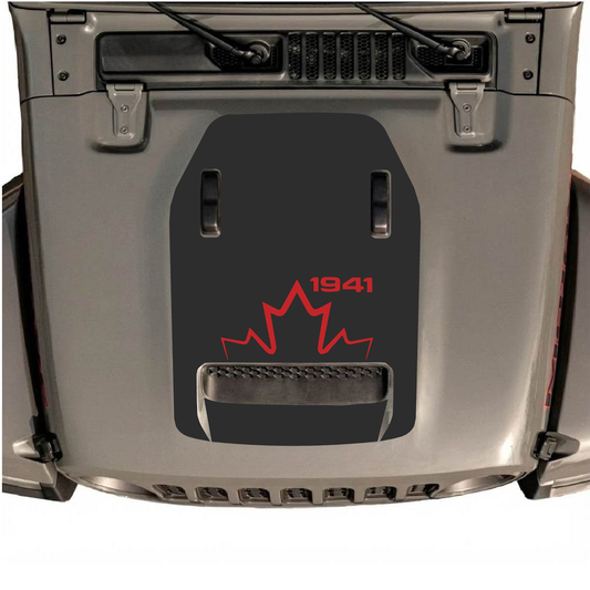 CarCode hood decal for Jeep Wrangler JL/JLU Rubicon 392 and Gladiator Mojave 2020-2026, style #18, shown on vehicle hood.