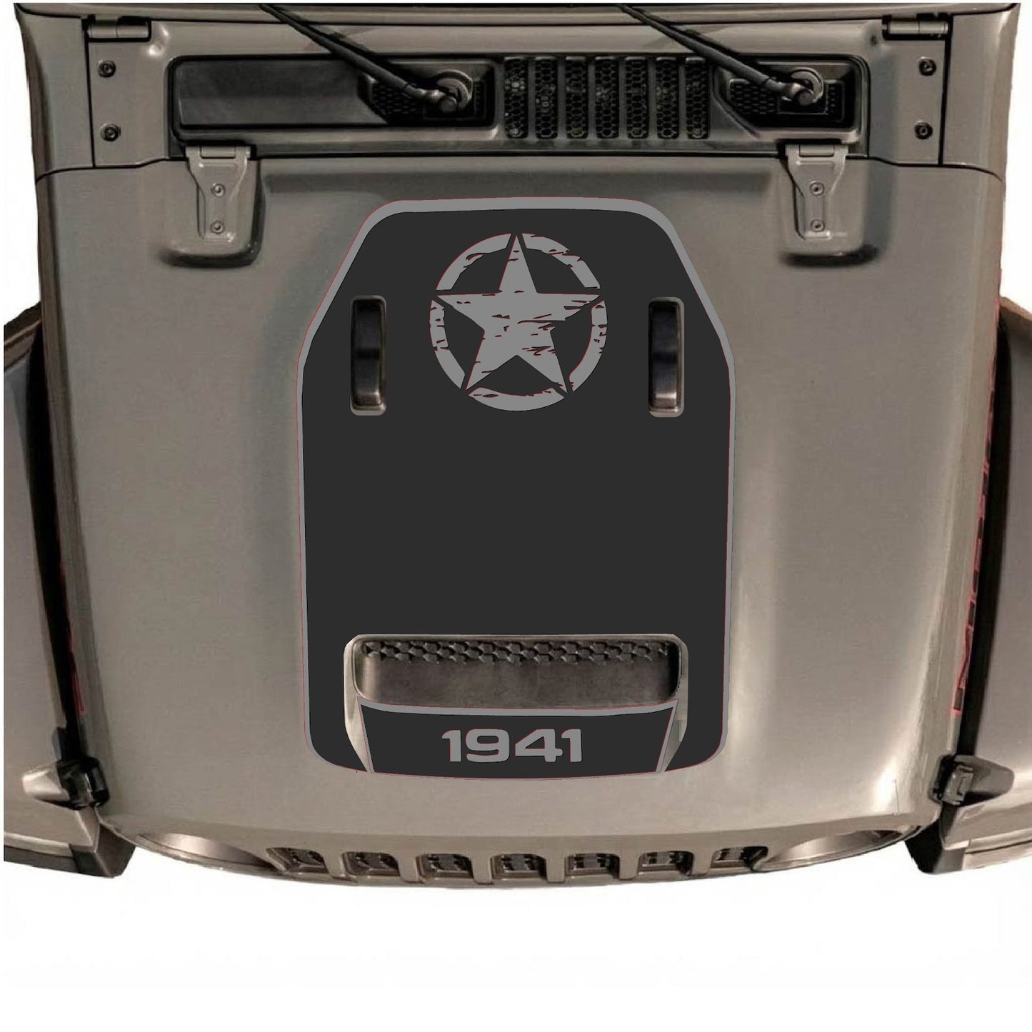 CarCode hood decal for Jeep Wrangler JL/JLU Rubicon 392 and JT Gladiator Mojave 2020-2026, style #39, shown on vehicle hood.