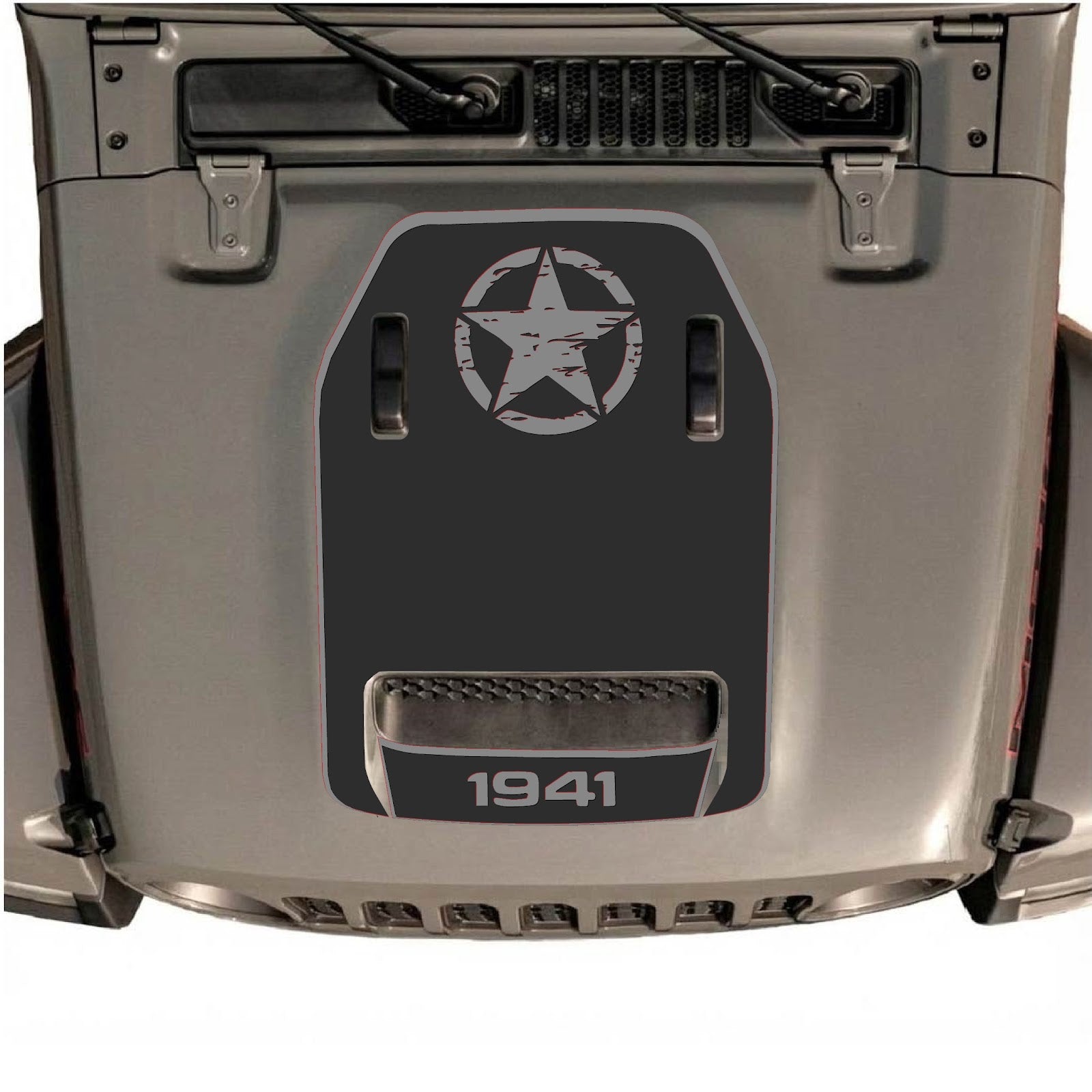CarCode hood decal for Jeep Wrangler JL/JLU Rubicon 392 and JT Gladiator Mojave 2020-2026, style #39, shown on vehicle hood.