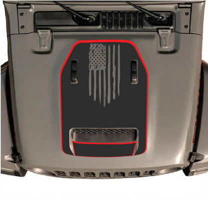 CarCode hood decal for Jeep Wrangler JL/JLU Rubicon 392 and JT Gladiator Mojave 2020-2026, style #84, shown on vehicle hood