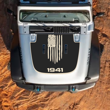 CarCode hood decal for Jeep Wrangler JL and Gladiator JT, stylish #10 design on standard hood, fits 2018+ models.