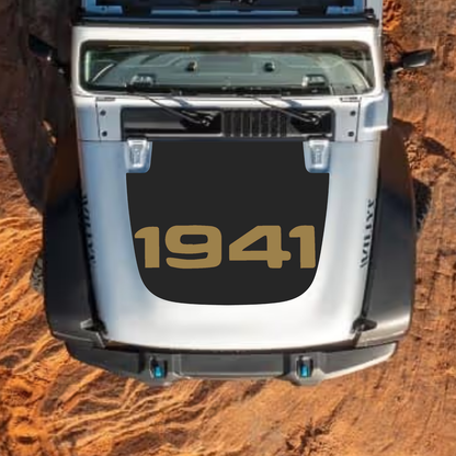 CarCode hood decal for Jeep Wrangler JL JLU and Gladiator JT, stylish standard hood decal with modern design for 2018+ models.