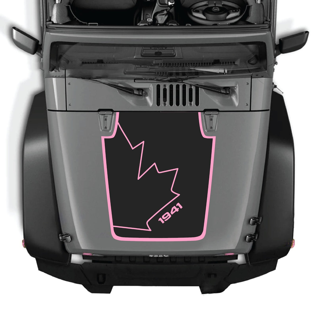 CarCode hood decal for Jeep Wrangler JK/JKU 2007-2018, style #16, black graphic design on vehicle hood