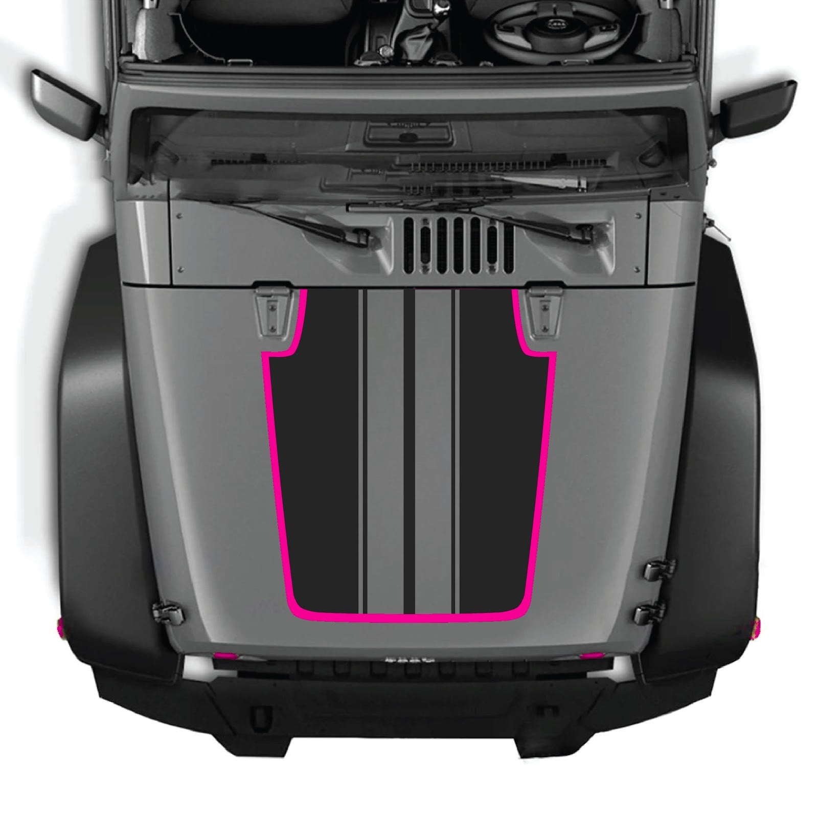 CarCode hood decal for Jeep Wrangler JK/JKU 2007-2018, Style #89, shown applied to the vehicle's hood in the image.