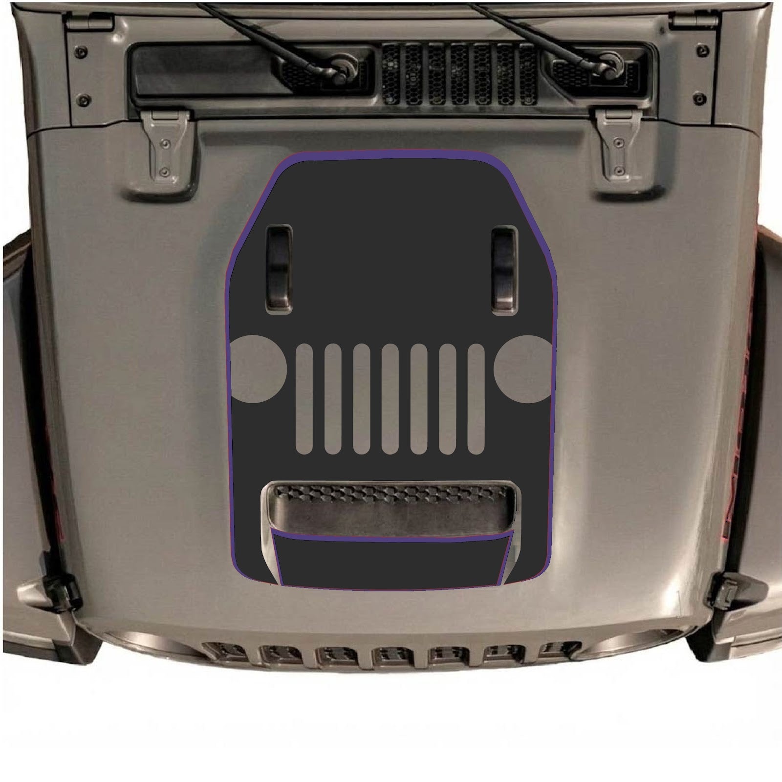 CarCode hood decal for Jeep Wrangler JL/JLU Rubicon 392 and Gladiator Mojave, style #69, shown on vehicle hood