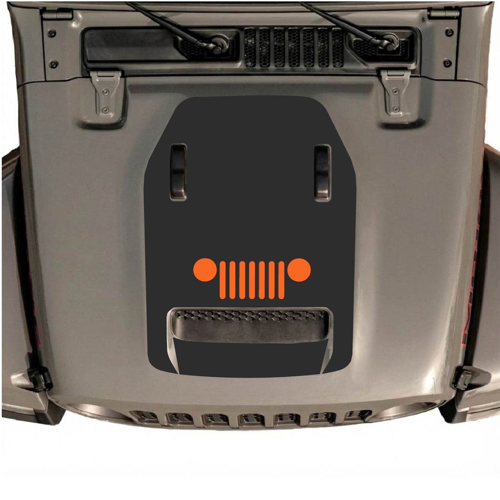 CarCode hood decal for Jeep Wrangler JL/JLU Rubicon 392 and JT Gladiator Mojave 2020-2026, style #50, shown on vehicle hood.