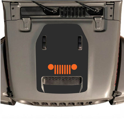 CarCode hood decal for Jeep Wrangler JL/JLU Rubicon 392 and JT Gladiator Mojave 2020-2026, style #50, shown on vehicle hood.
