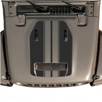CarCode hood decal for Jeep Wrangler JL/JLU Rubicon 392 and JT Gladiator Mojave 2020-2026, stylish vehicle graphic design.