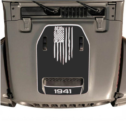 CarCode hood decal for Jeep Wrangler JL/JLU Rubicon 392 and JT Gladiator Mojave, stylish design shown on vehicle hood.