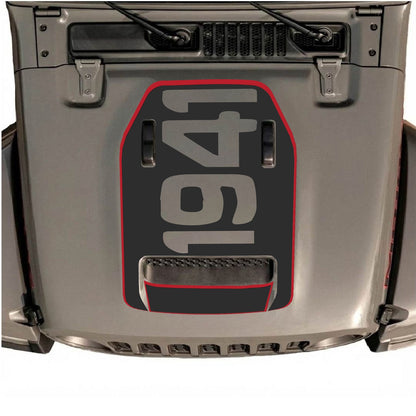 CarCode hood decal for Jeep Wrangler JL/JLU Rubicon 392 and Gladiator Mojave 2020-2026, stylish vehicle decal on hood.
