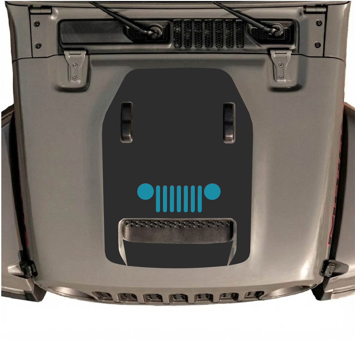 CarCode hood decal for Jeep Wrangler JL/JLU Rubicon 392 and JT Gladiator Mojave 2020-2026, stylish decal design on vehicle hood.