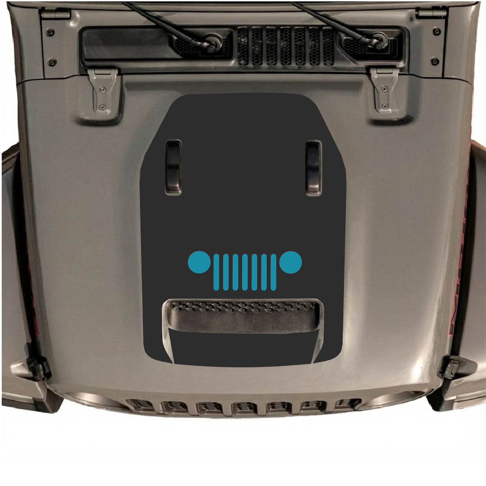 CarCode hood decal for Jeep Wrangler JL/JLU Rubicon 392 and JT Gladiator Mojave 2020-2026, stylish decal design on vehicle hood.