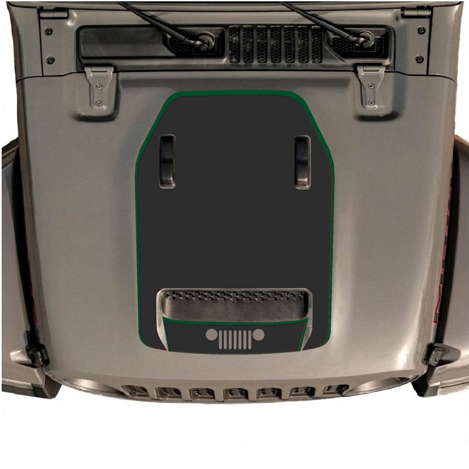 CarCode hood decal for Jeep Wrangler JL/JLU Rubicon 392 and JT Gladiator Mojave 2020-2026, stylish vehicle decal design