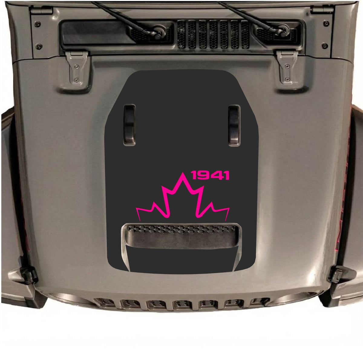 CarCode hood decal for Jeep Wrangler JL/JLU Rubicon 392 and JT Gladiator Mojave 2020-2026, style #18, shown on vehicle hood.