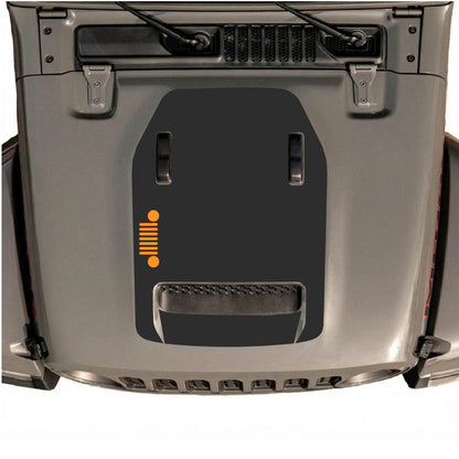CarCode hood decal for Jeep Wrangler JL/JLU Rubicon 392 and JT Gladiator Mojave 2020-2026, style #54, black graphic design on hood